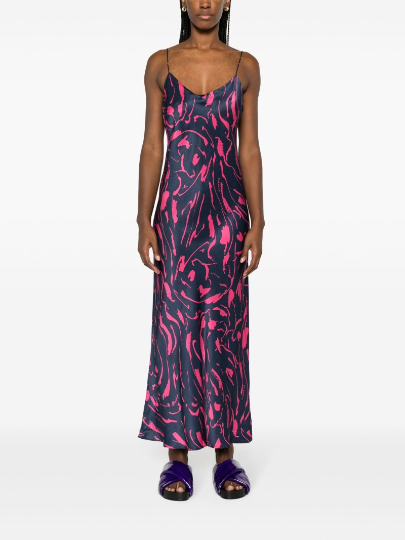 Navy Lyon Silk Maxi Dress