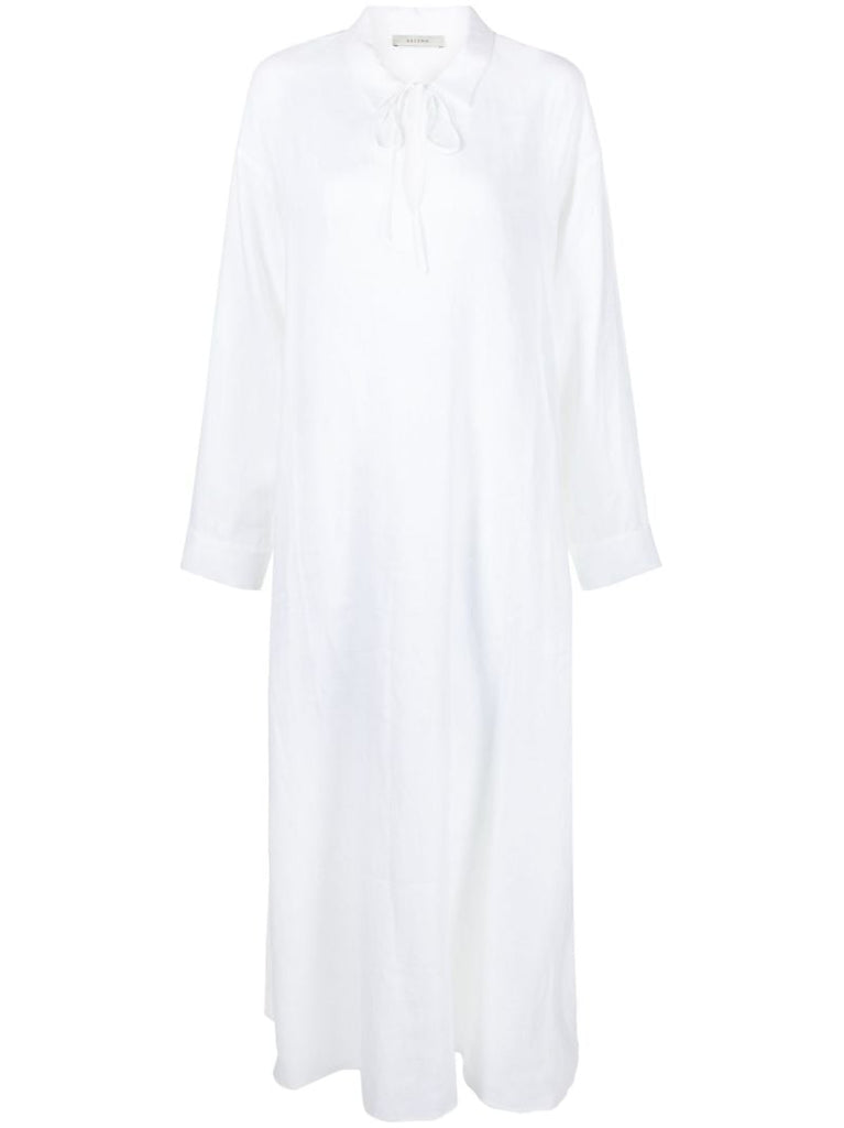 White Lisbon Linen Shirt Dress
