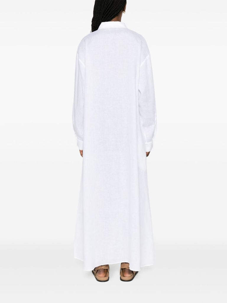 White Lisbon Linen Shirt Dress