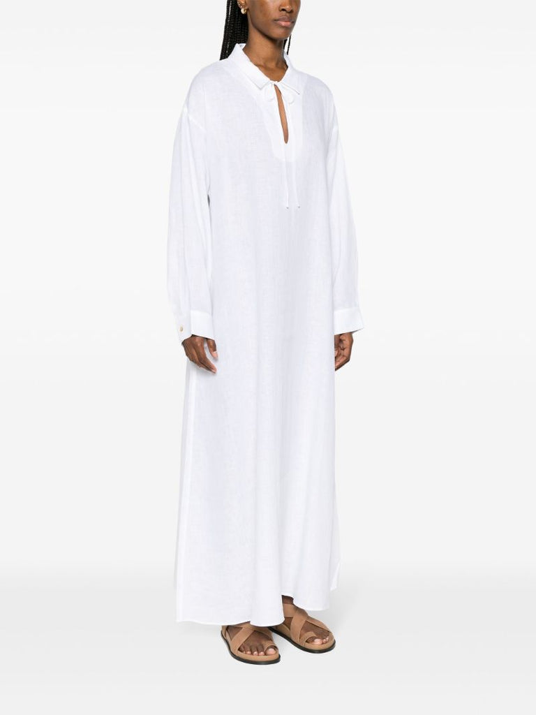 White Lisbon Linen Shirt Dress
