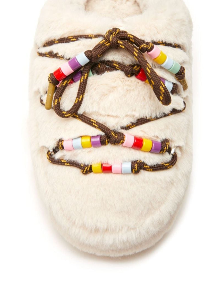 Faux-fur Beaded Mules