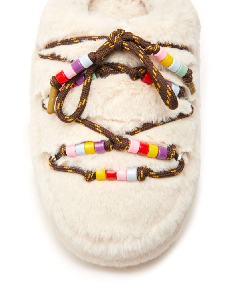 Faux-fur Beaded Mules