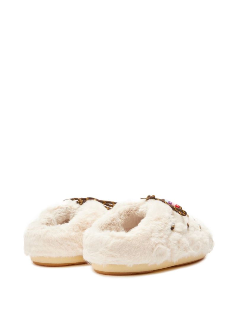 Faux-fur Beaded Mules
