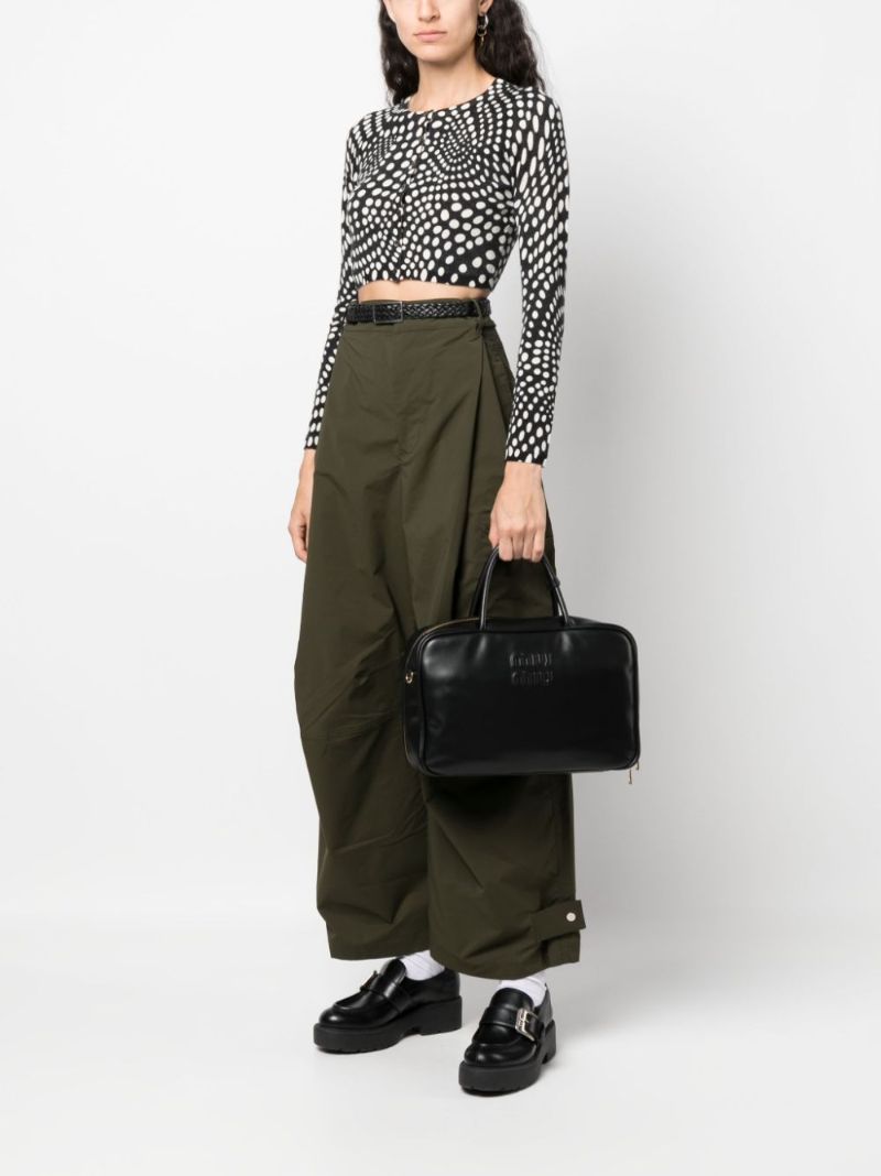 Black Logo-embossed Leather Tote Bag