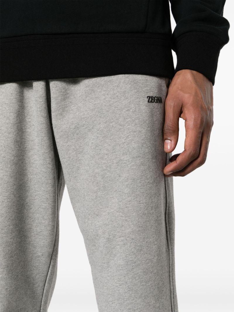 Grey Logo-appliquÃ_x0083_Â© Cotton Track Pants