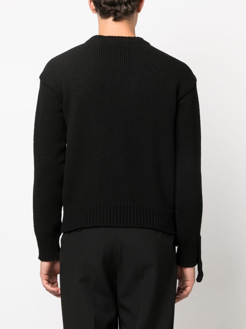 Black Argyle-pattern Cotton-blend Sweater