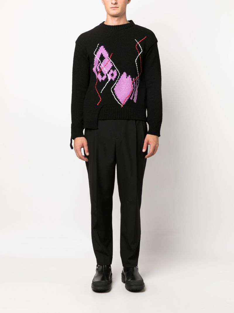 Black Argyle-pattern Cotton-blend Sweater