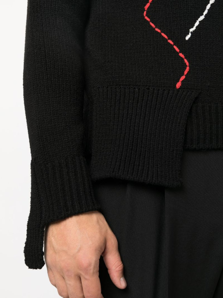 Black Argyle-pattern Cotton-blend Sweater