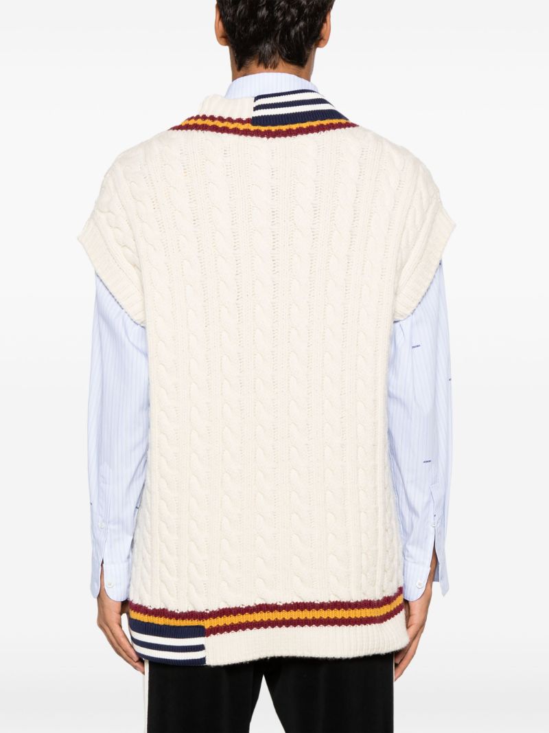 X Palm Angels Neutral V-neck Wool Vest