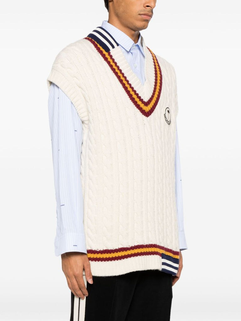X Palm Angels Neutral V-neck Wool Vest