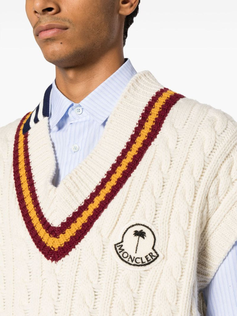 X Palm Angels Neutral V-neck Wool Vest