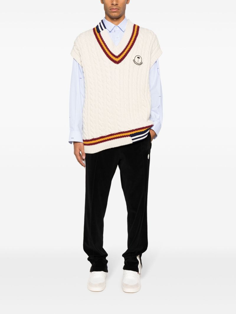 X Palm Angels Neutral V-neck Wool Vest