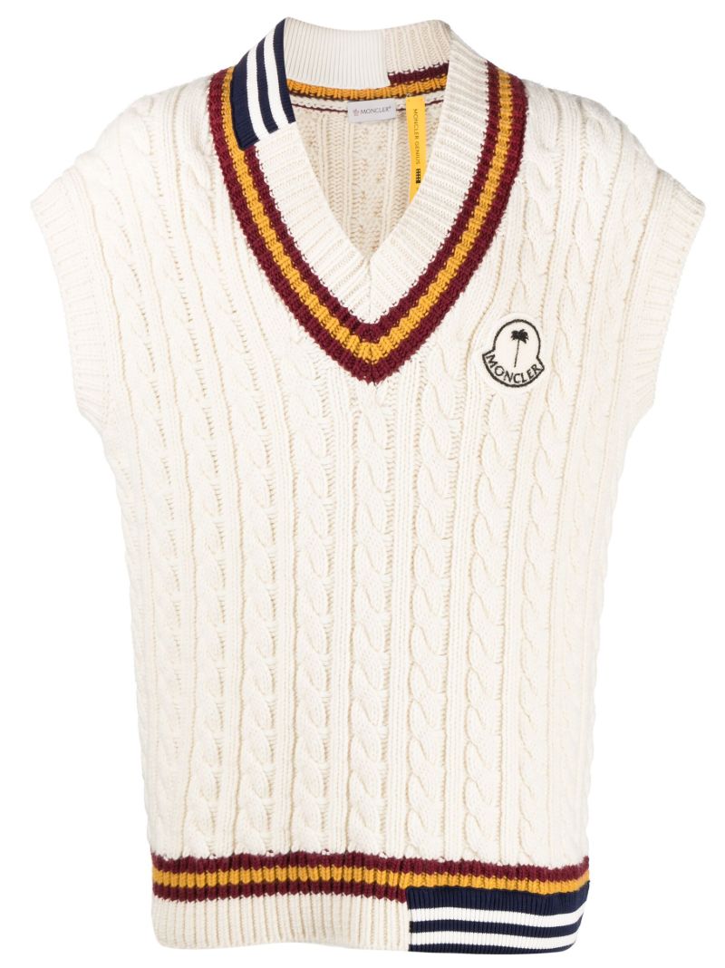 X Palm Angels Neutral V-neck Wool Vest