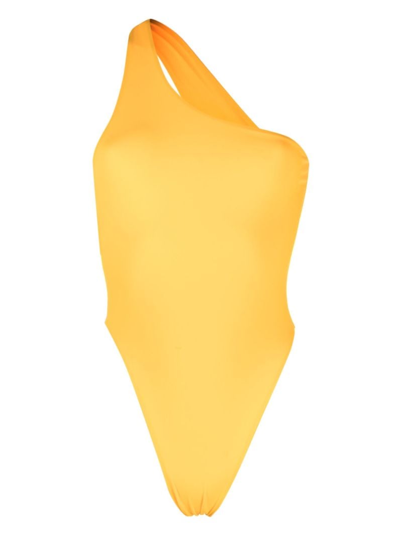 Orange Plunge One-shoulder Cut-out Swimsuit