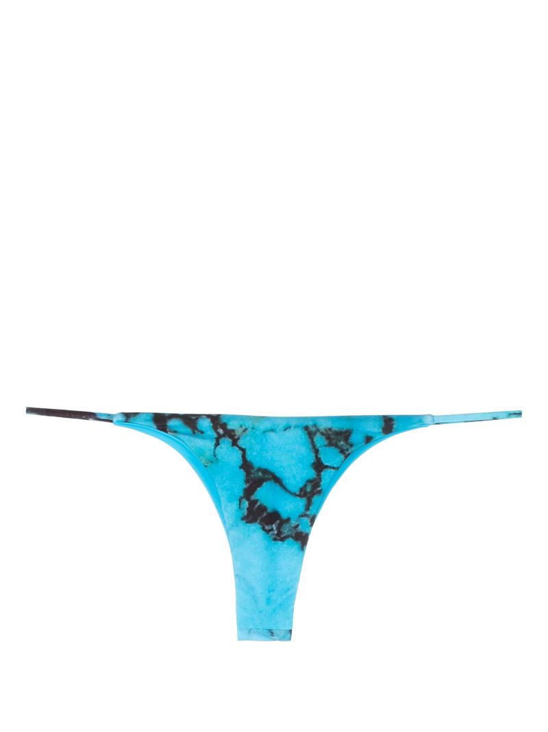 Blue Mini Ring Abstract-print Bikini Bottoms