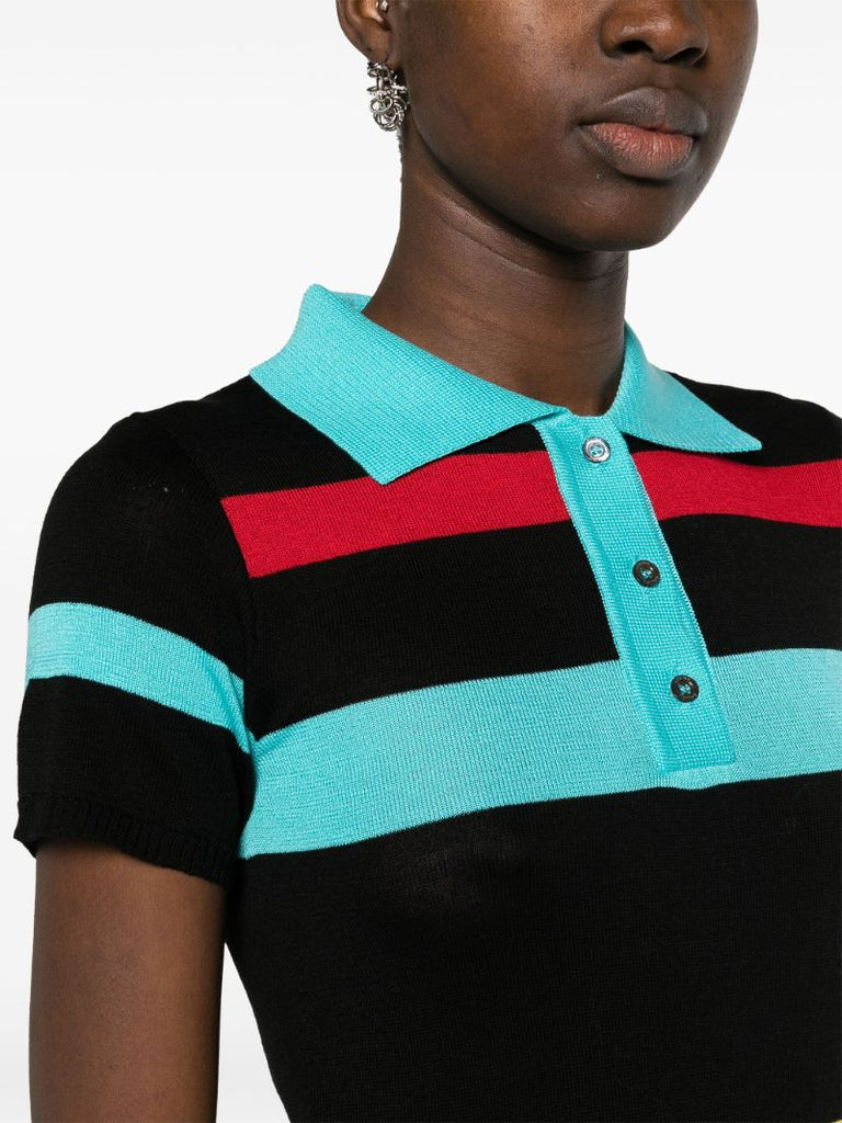 Black Merino Wool Polo Dress