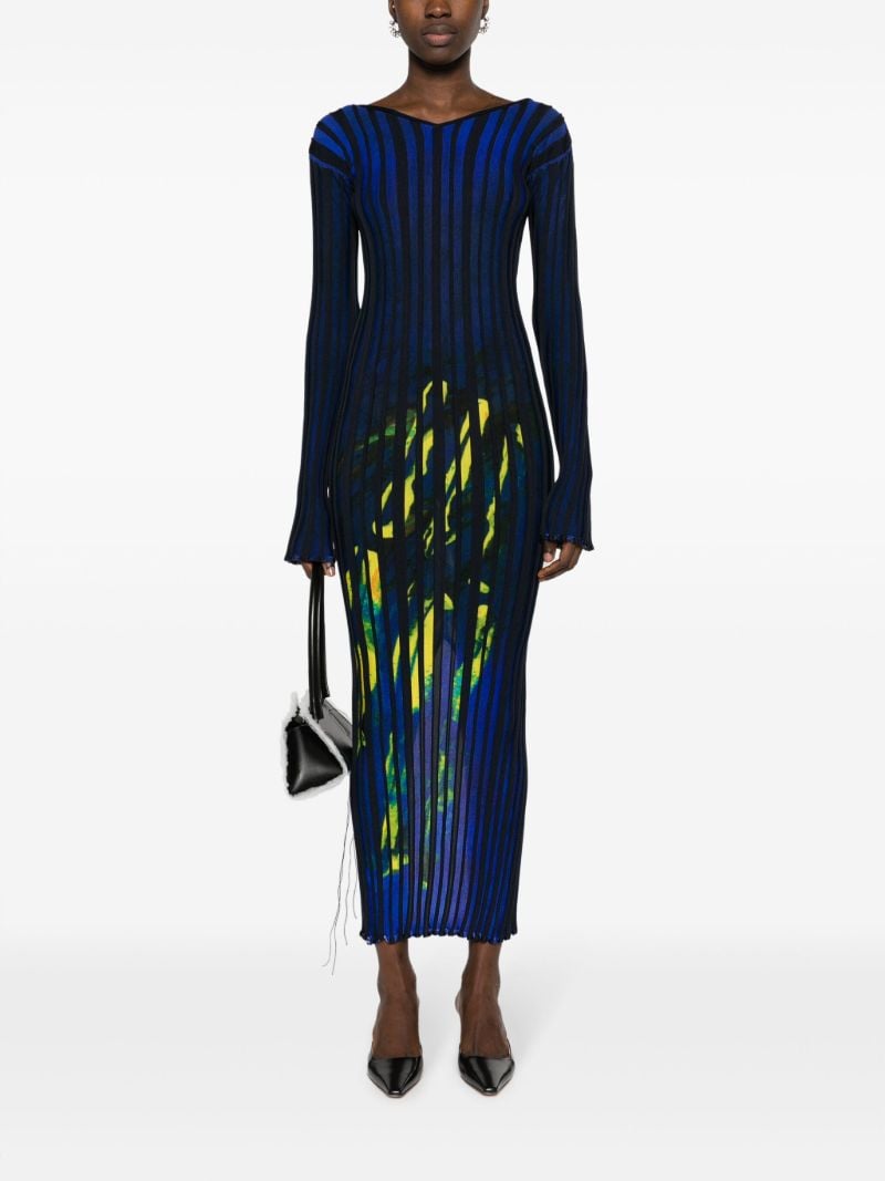 Blue Abstract-print Knitted Dress