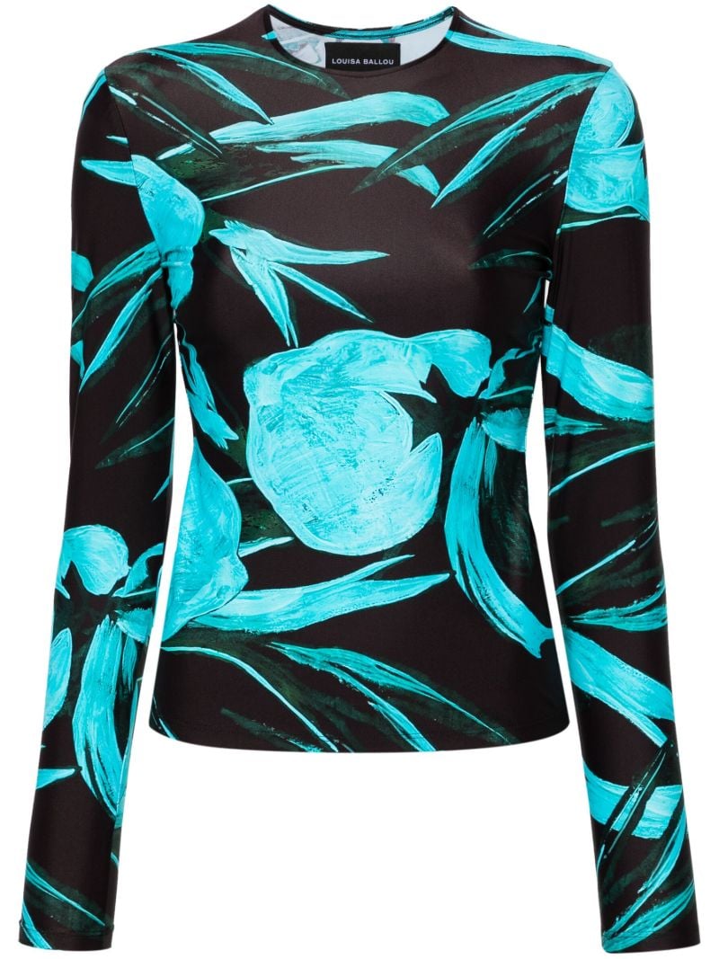 Blue Turquoise Flower Printed Top