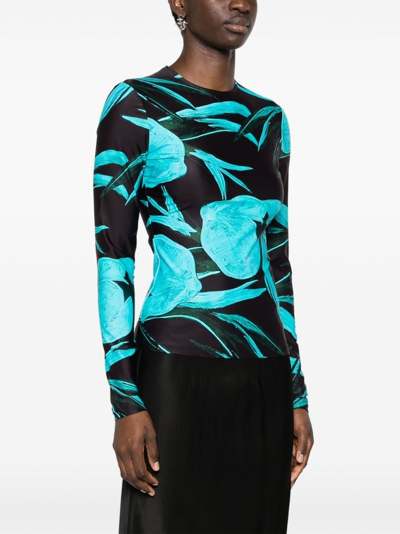 Blue Turquoise Flower Printed Top