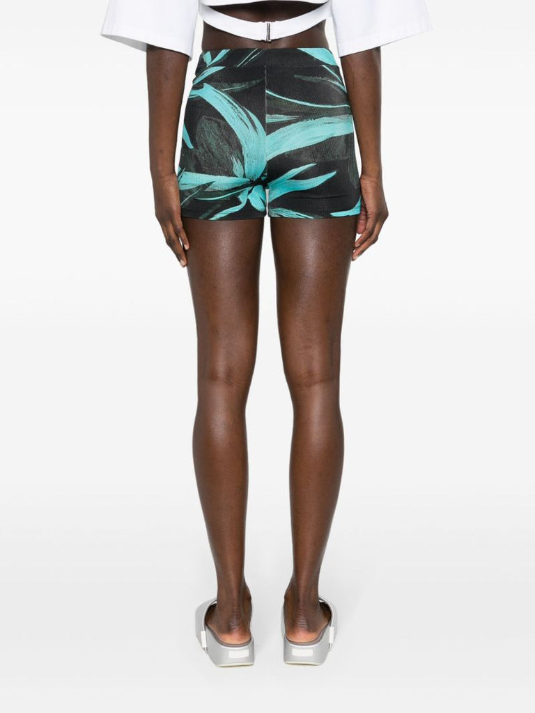Blue Turquoise Flower Mini Shorts