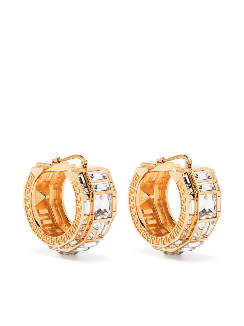 Gold-tone La Greca Crystal Hoop Earrings