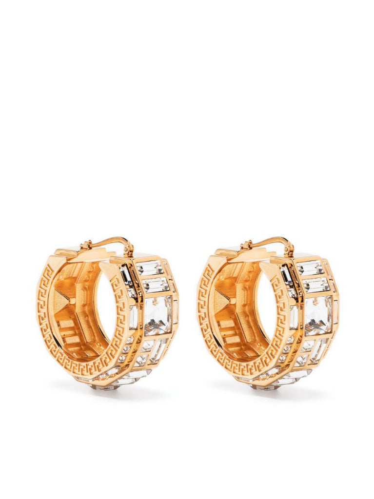 Gold-tone La Greca Crystal Hoop Earrings