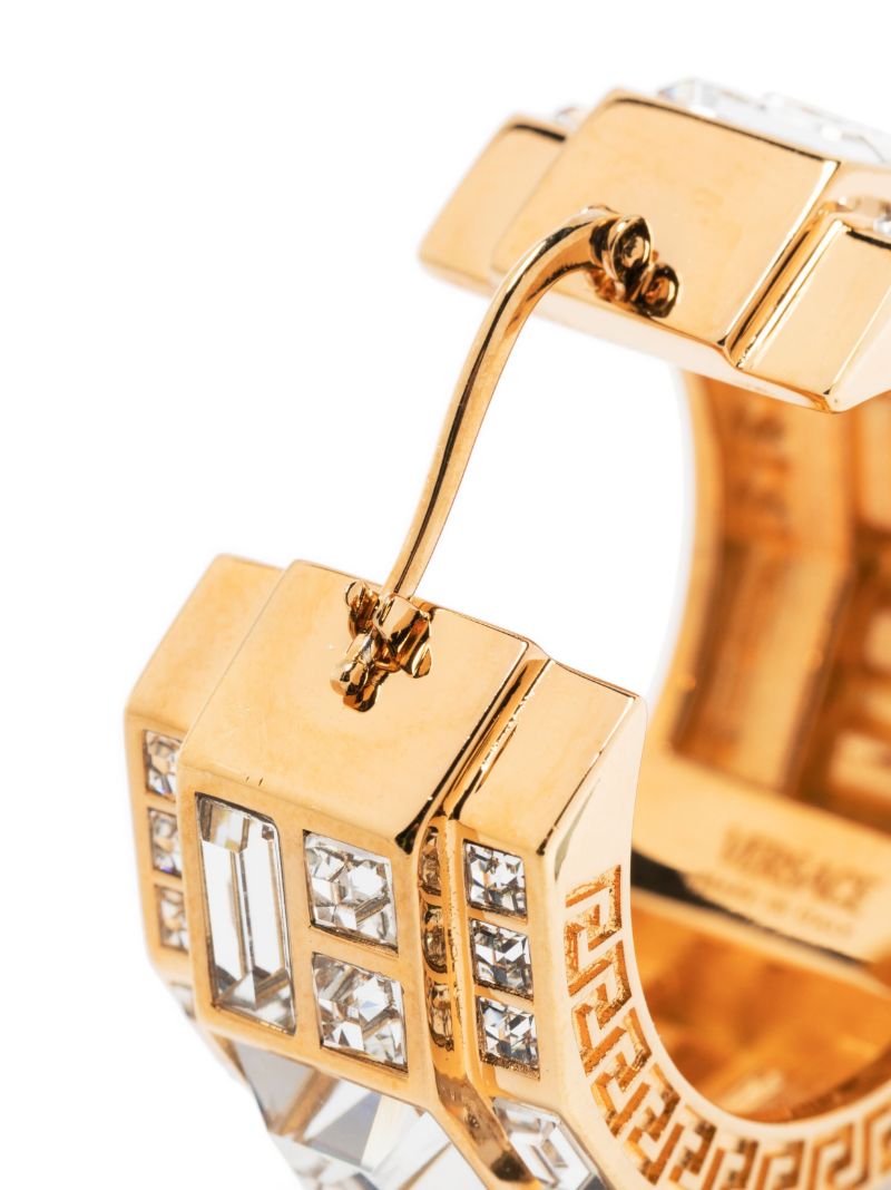 Gold-tone La Greca Crystal Hoop Earrings