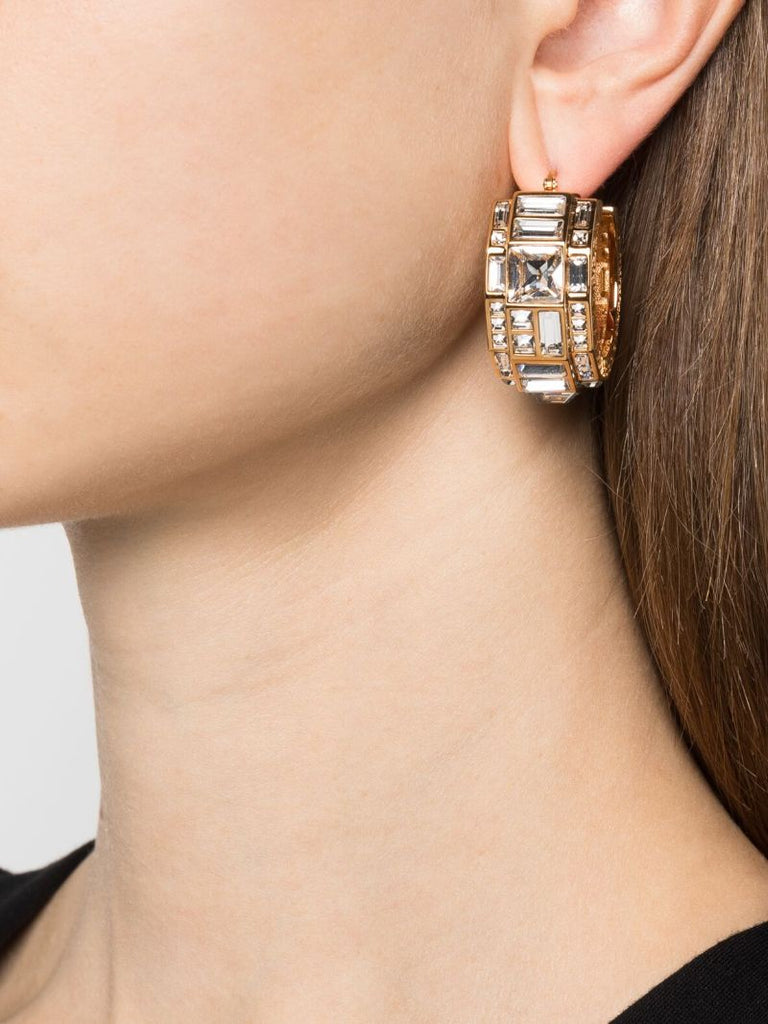 Gold-tone La Greca Crystal Hoop Earrings
