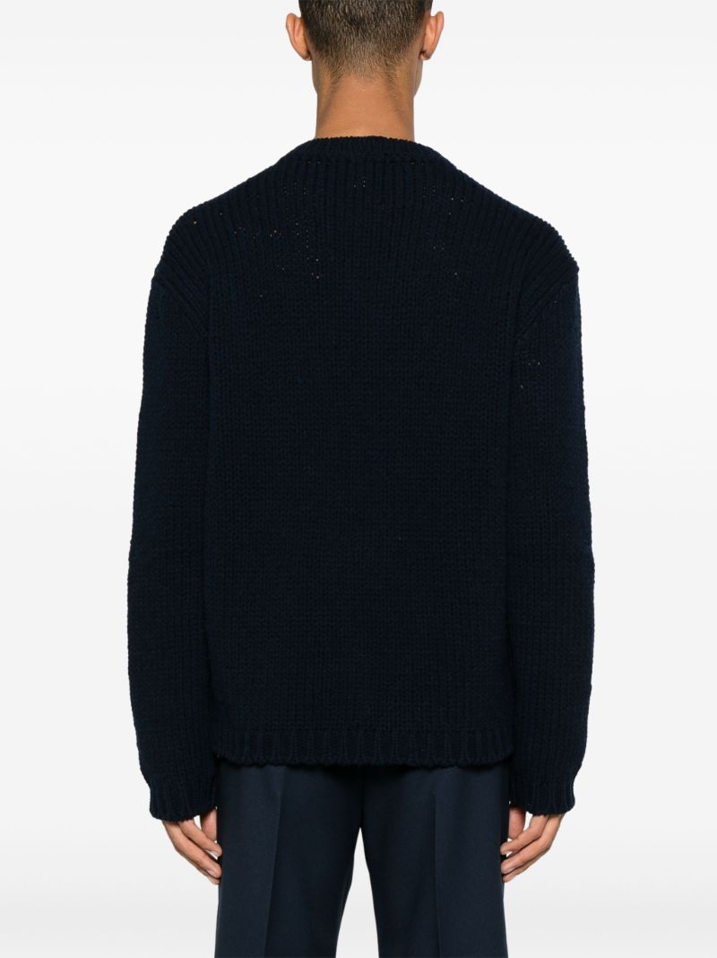 Blue Intarsia Wool Sweater