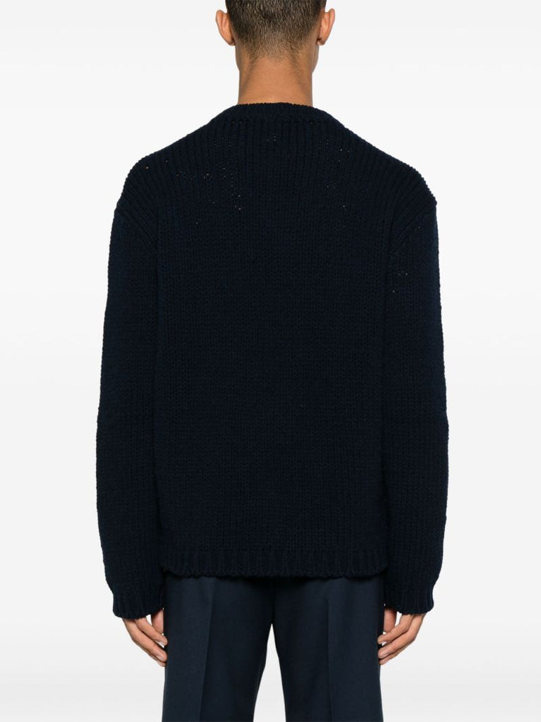 Blue Intarsia Wool Sweater