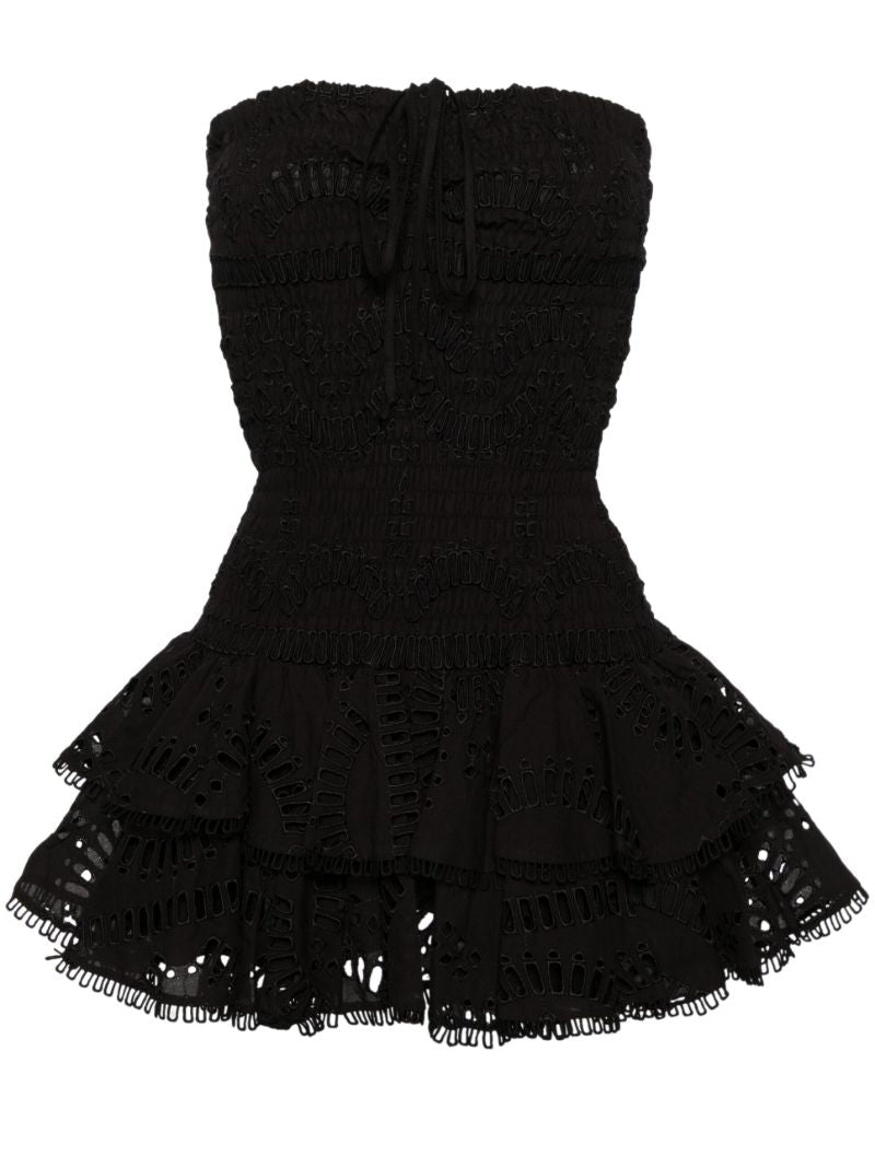 Black Megan Broderie Anglaise-detail Mini Dress
