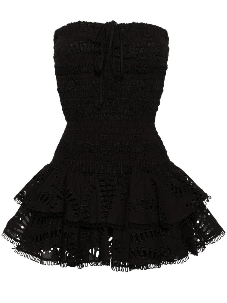 Black Megan Broderie Anglaise-detail Mini Dress
