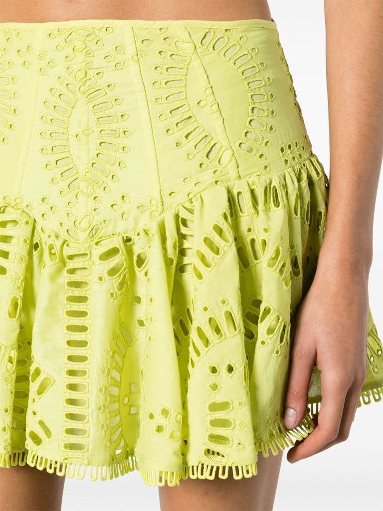 Green Favik Broderie Anglaise Mini Skirt