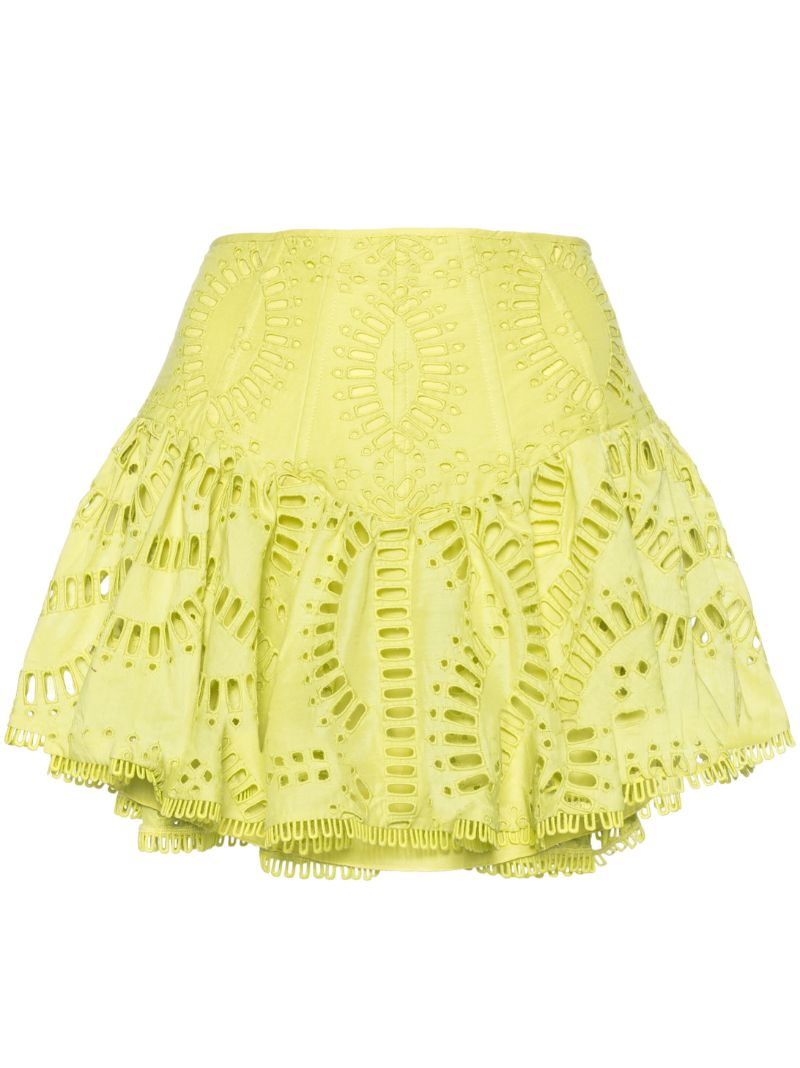 Green Favik Broderie Anglaise Mini Skirt