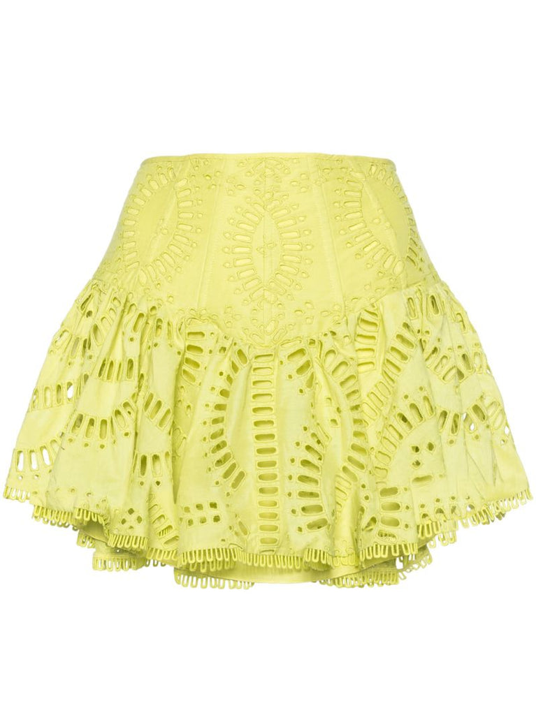 Green Favik Broderie Anglaise Mini Skirt