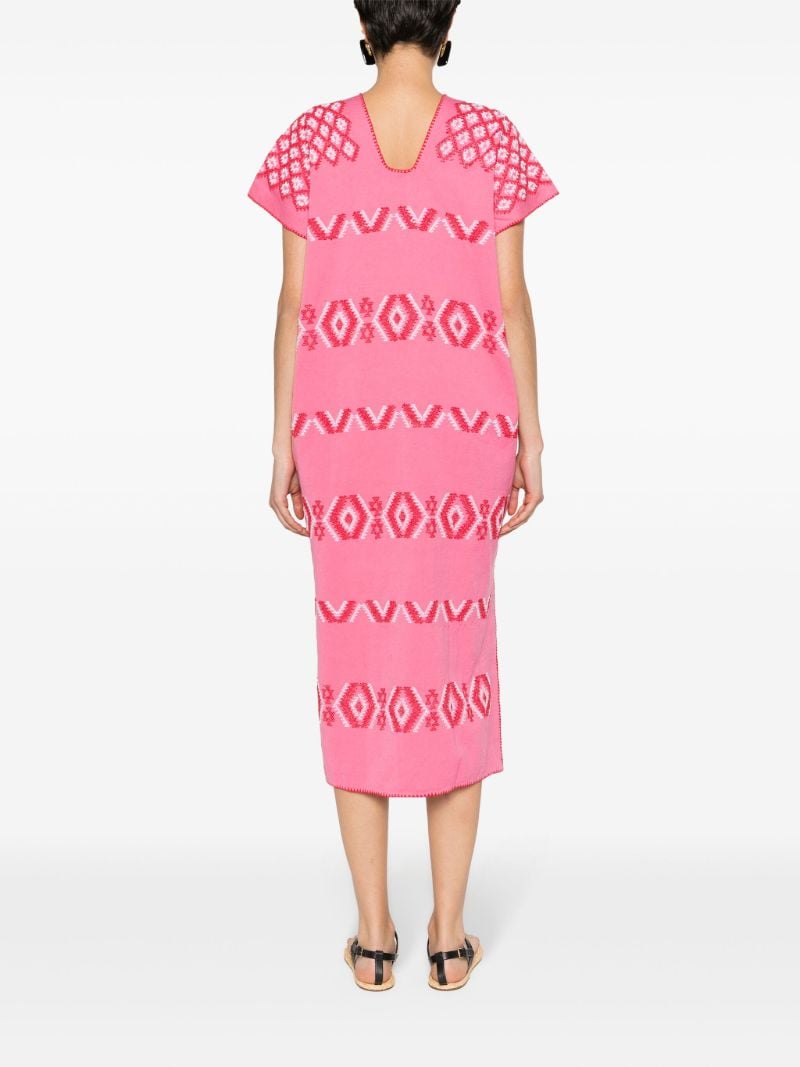 Pink Embroidered Cotton Kaftan
