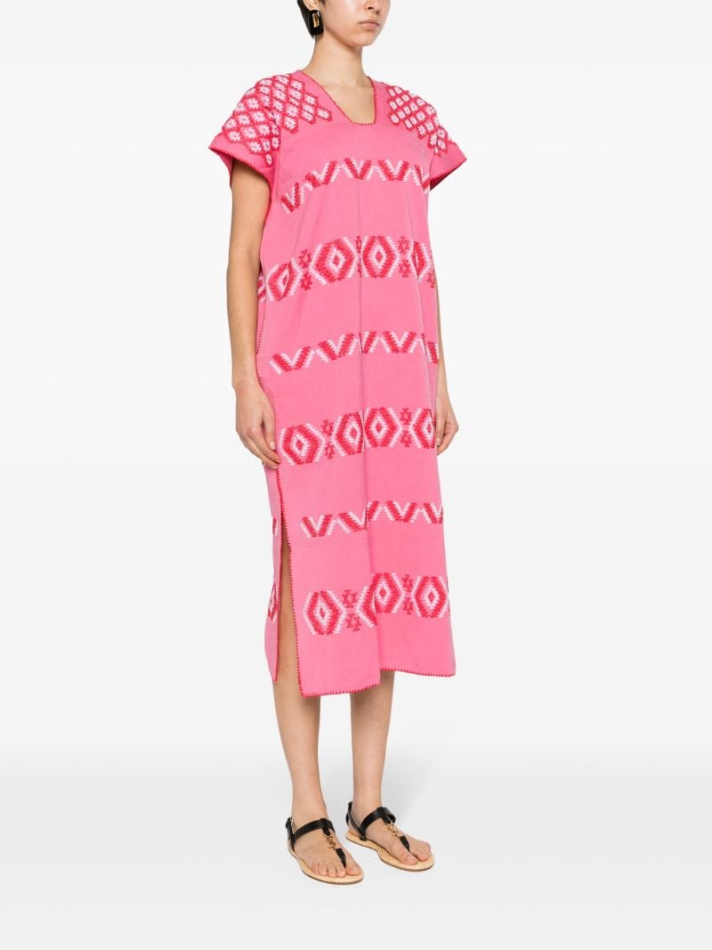 Pink Embroidered Cotton Kaftan