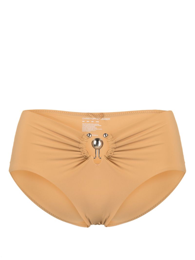 Brown Orbit Ruched Bikini Bottoms
