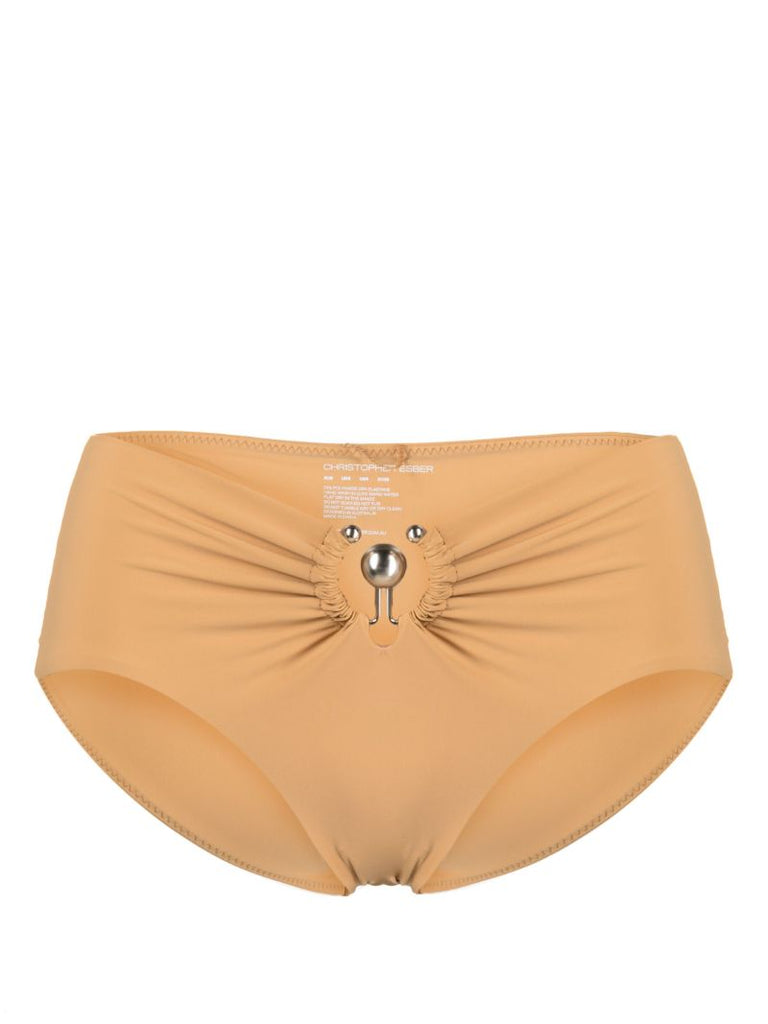 Brown Orbit Ruched Bikini Bottoms