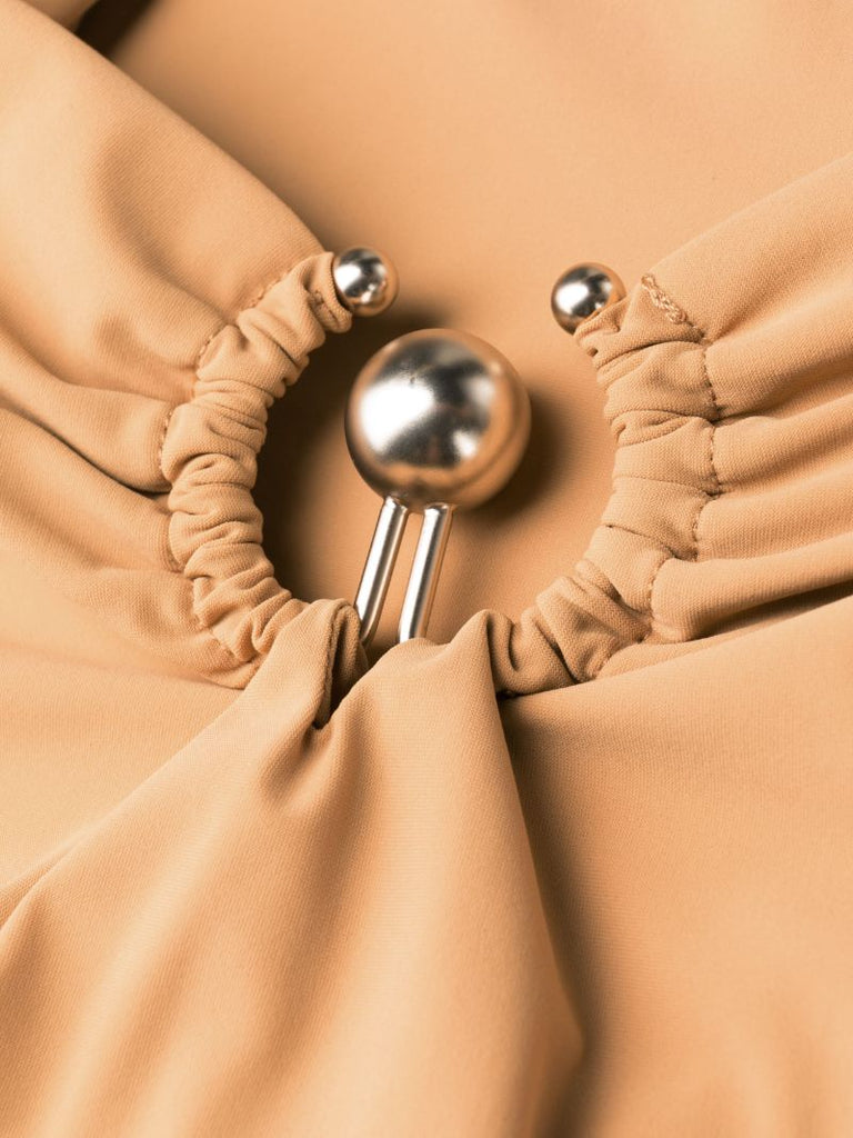 Brown Orbit Ruched Bikini Bottoms