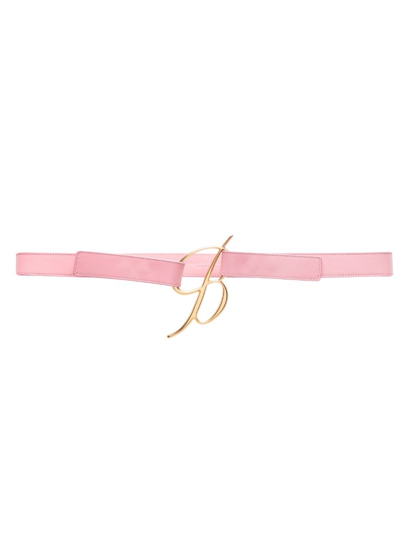 Pink Logo-buckle Leather Belt