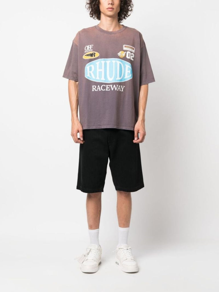 Grey Raceway-print Cotton T-shirt