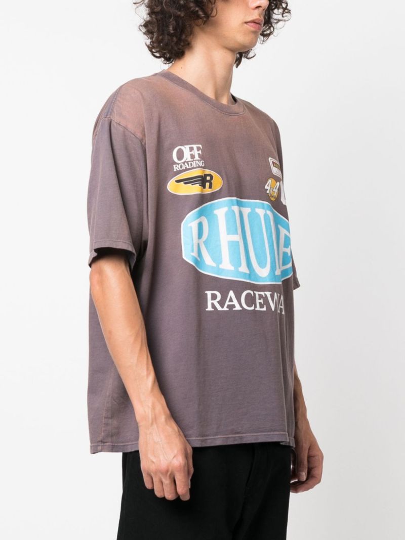 Grey Raceway-print Cotton T-shirt