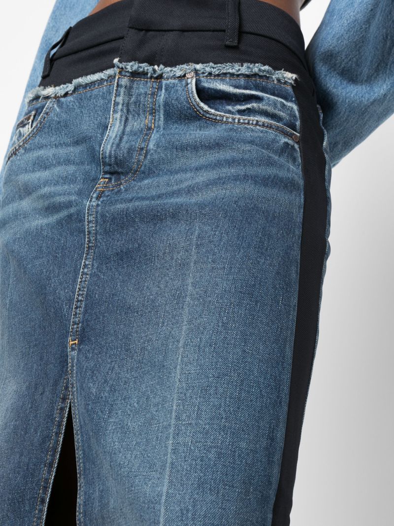 Blue Layered Denim Maxi Skirt