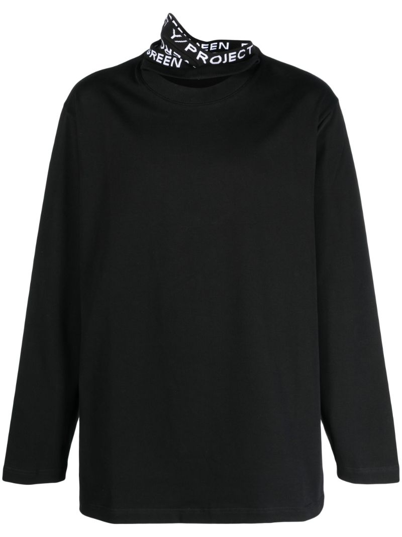 Black Evergreen Triple-collar Cotton Top