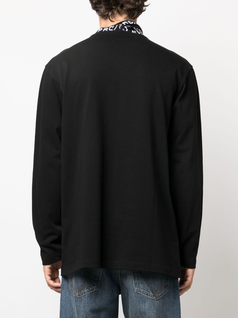 Black Evergreen Triple-collar Cotton Top