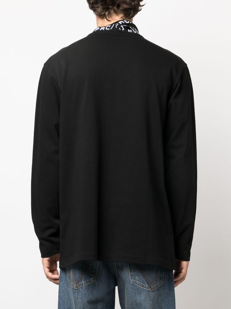 Black Evergreen Triple-collar Cotton Top