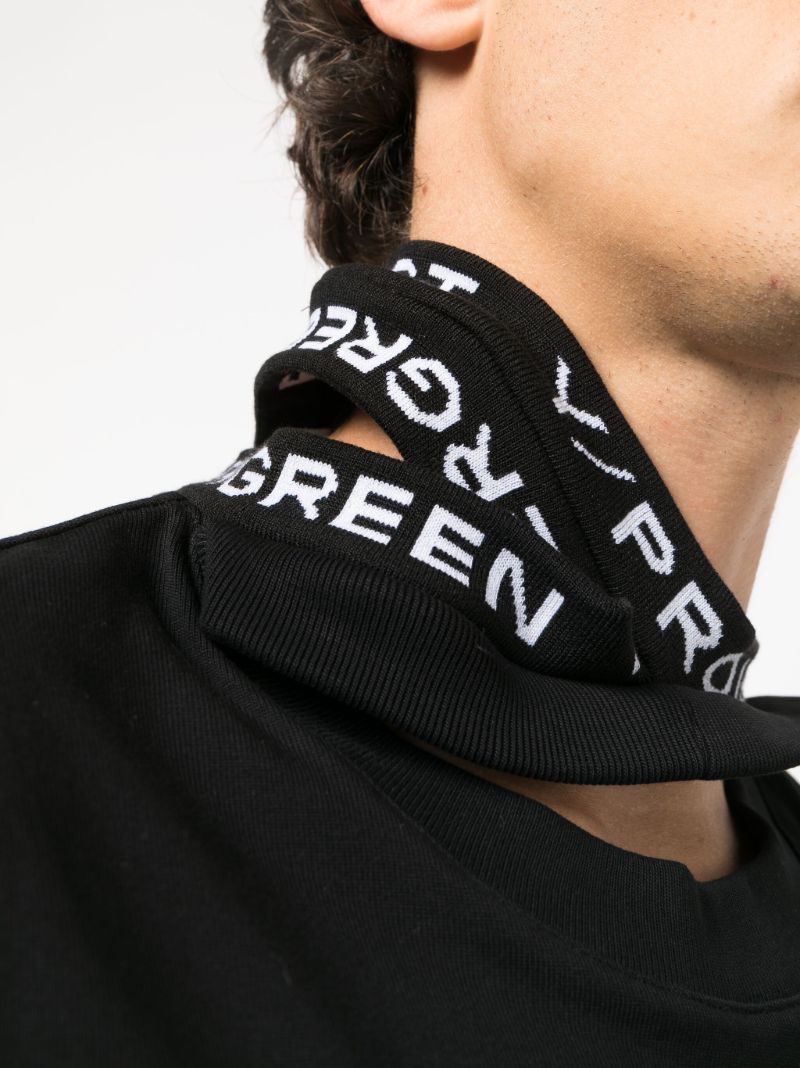 Black Evergreen Triple-collar Cotton Top