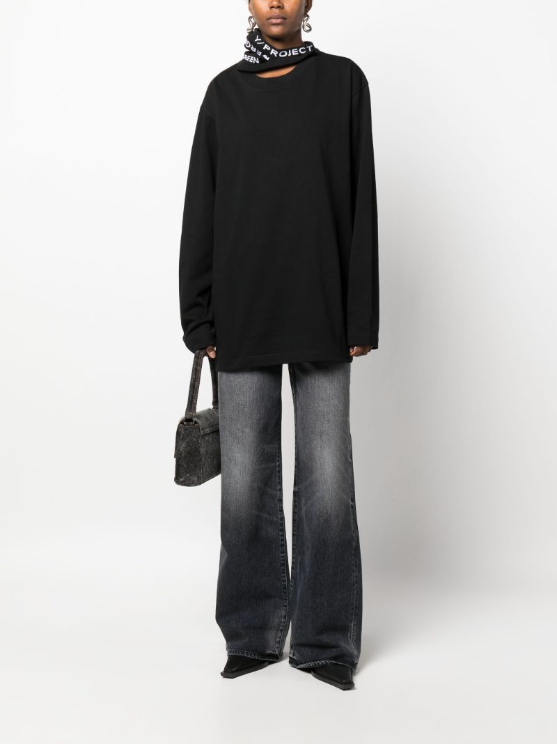Black Evergreen Triple-collar Cotton Top