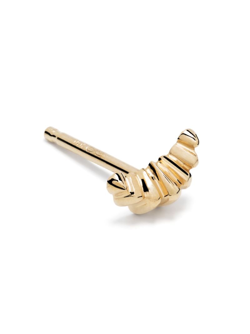 18k Yellow Gold Plain Croissant Single Stud Earring